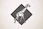 Line Art - Giraffe 1 met achtergrond - XS - 25x25cm - Zwart - geometrische wanddecoratie