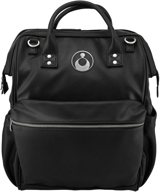 Luxe Luiertas Rugzak Verschoningsmat Kinderwagen Clips | Byron Backpack - Onyx Zwart | Isoki
