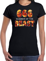 Halloween - 666 number of the beast halloween verkleed t-shirt zwart voor dames - horror shirt / kleding / kostuum 2XL