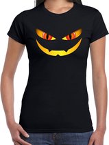 Halloween - Monster gezicht halloween verkleed t-shirt zwart voor dames - horror shirt / kleding / kostuum XS