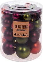 Luxe Kerstballen Plastic - Kerstballenset - 44 stuks - Hard Plastic - Rood Mix