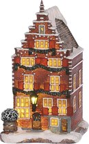 LuVille Kerstdorp Miniatuur Grachtenpand - L10,5 x B11,5 x H18,5 cm