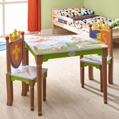 Teamson Kids Houten Tafel en Stoelen Set Voor Kinder - Kinderslaapkamer Accessoires - Ridder & Draak Ontwerp