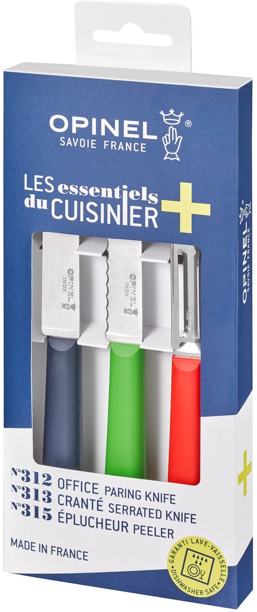 Opinel TRIO Les Essentiels+ keukenset - 3-delig - RVS/kunststof
