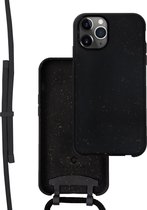 Coverzs Bio silicone case met koord geschikt voor Apple iPhone 12 Pro Max - zwart