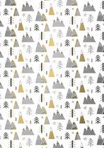 Kerst kadopapier Goud Zilver Landschap- Breedte 60 cm - 200m lang