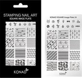 KONAD Square stempel sjablonen plaat 24 met 26 nagel sjablonen geïnspireerd door ' HOLIDAYS ' / ' vakantie ' / ' zomer '.