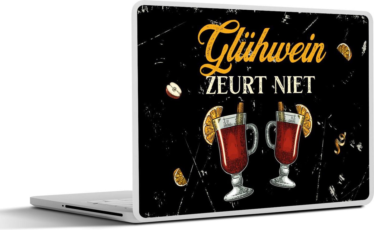 Laptop sticker - 13.3 inch - Glühwein - Glazen - Zwart - 31x22,5cm - Laptopstickers - Laptop skin - Cover - Cadeau voor vrouw