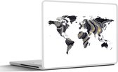 Laptop sticker - 17.3 inch - Wereldkaart - Goud - Lijn - 40x30cm - Laptopstickers - Laptop skin - Cover