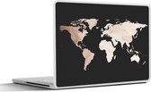 Laptop sticker - 11.6 inch - Wereldkaart - Zwart - Wit - 30x21cm - Laptopstickers - Laptop skin - Cover