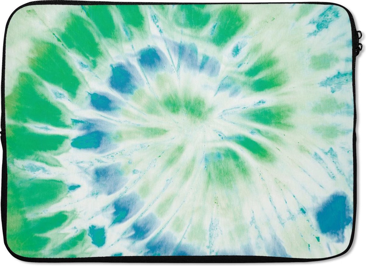 Laptophoes 13 inch - Zomer - Tie dye - Hippie - Laptop sleeve - Binnenmaat 32x22,5 cm - Zwarte achterkant