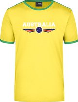 Australia geel/groen ringer landen t-shirt logo met vlag Australie - heren - Australie landen shirt - supporter kleding / EK/WK XL