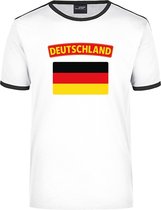 Deutschland wit/zwart ringer t-shirt Duitsland met vlag - heren - Duitsland landen shirt - supporter kleding L