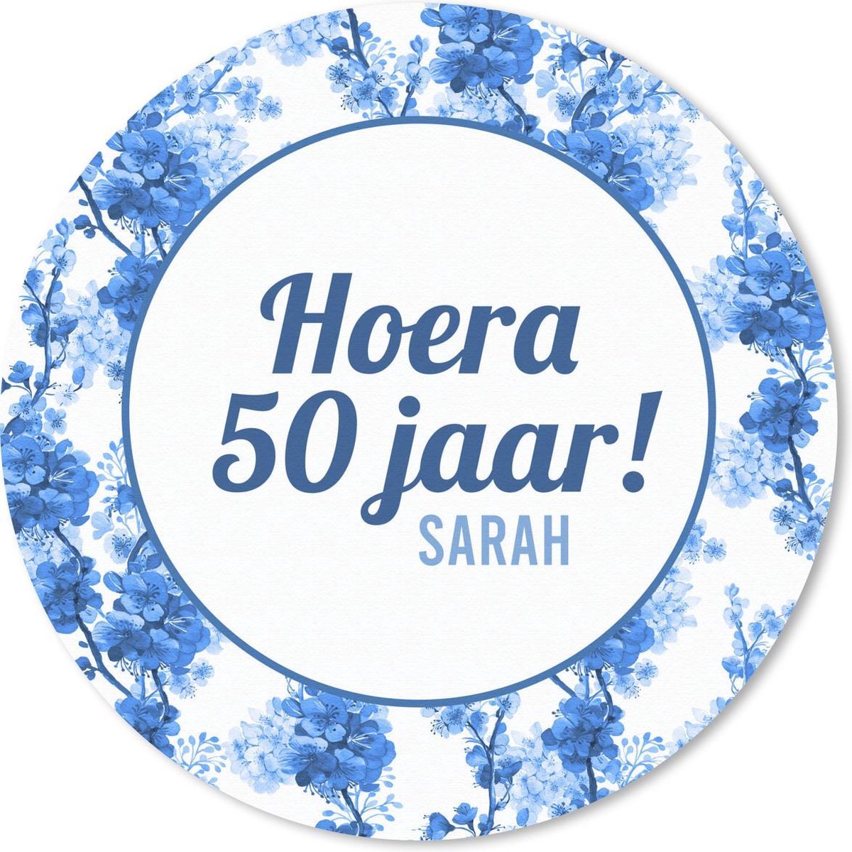 Muismat rond 30x30 cm - Mousepad Jubileum - 50 Jaar - Sarah - Bloem - Ronde muismatten