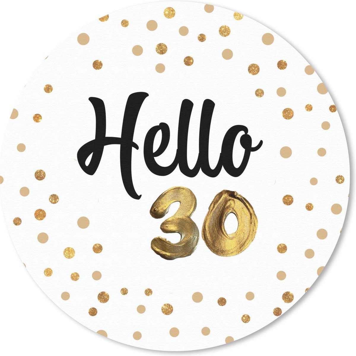 Muismat rond 50x50 cm - Mousepad Jubileum - 30 jaar - Goud - Ronde muismatten