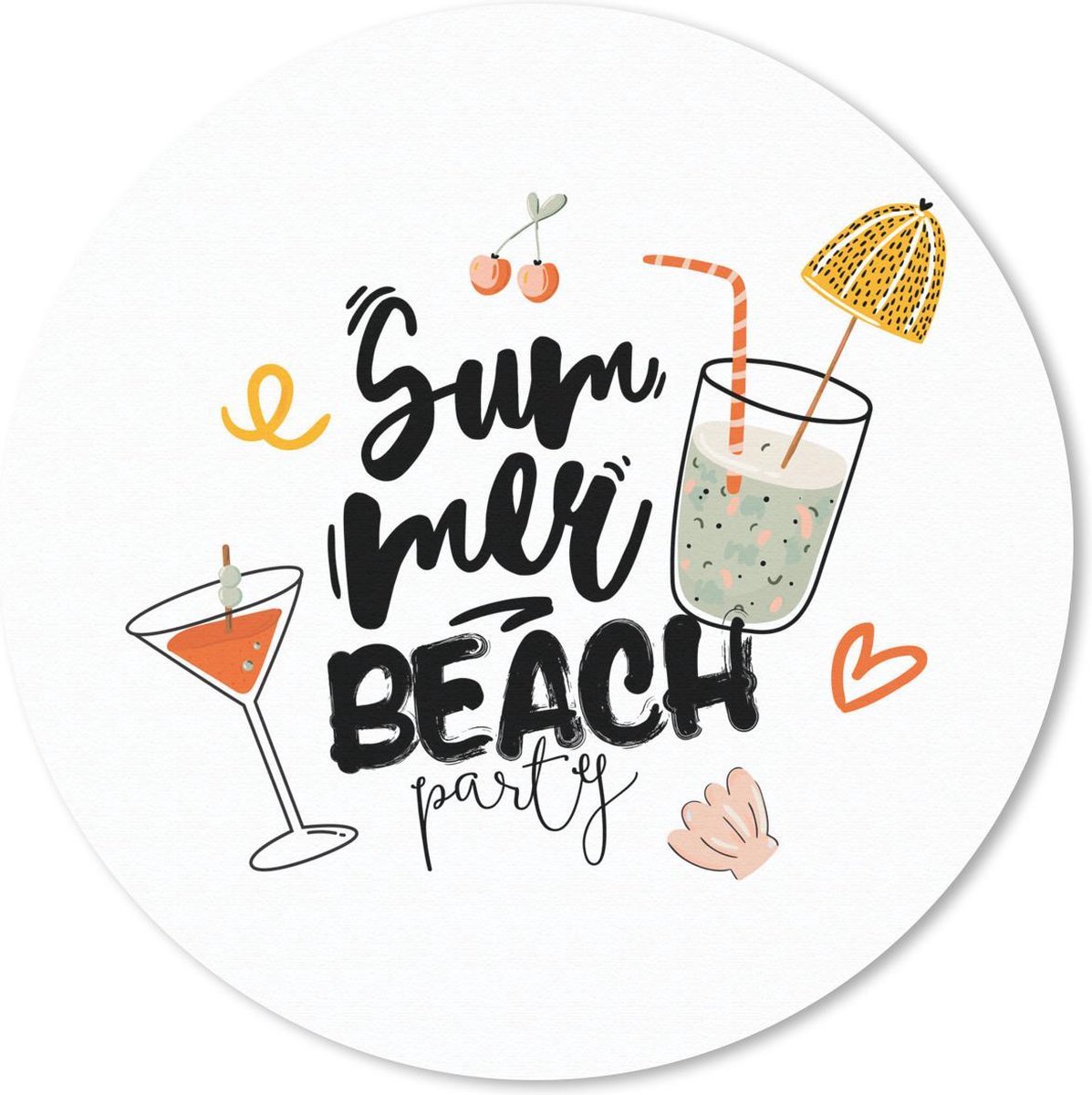 Muismat rond 40x40 cm - Mousepad Cocktail - Paraplu - Zomer - Ronde muismatten