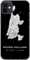 Geschikt voor iPhone 12 mini hoesje - Noord-Holland - Wegenkaart Nederland - Zwart - Siliconen Telefoonhoesje