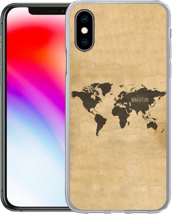 Coque Pour Iphone X Wereldkaart Marron Citation Coque De Telephone En Siliconen Bol Com