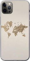Coque iPhone 12 Pro Max - Carte du Wereldkaart - Corde - Marron - Siliconen