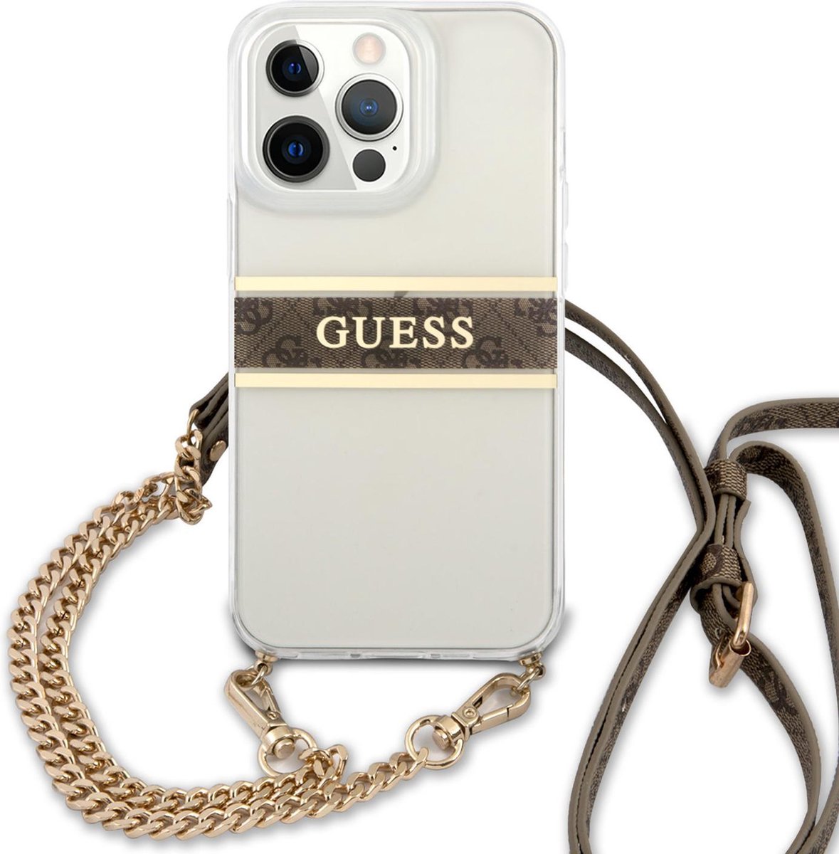 iPhone 13 Pro Backcase hoesje - Guess - Effen Bruin - TPU (Zacht)