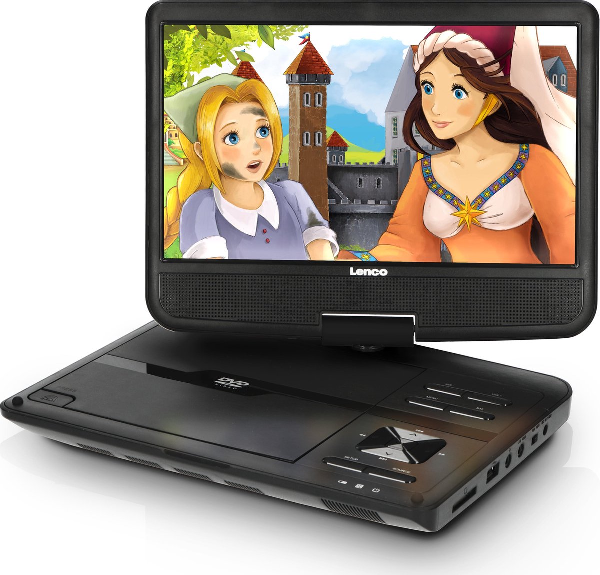Lenco DVP-1010BK - Portable 10" DVD-speler met USB-hoofdtelefoon-ophangbeugel