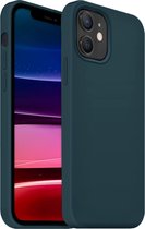 Coverzs Luxe Liquid Silicone case geschikt voor Apple iPhone 12 - beschermhoes - siliconen backcover - donkerblauw