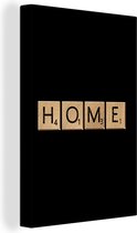 Citation Scrabble Home sur fond noir 60x90 cm - Tirage photo sur toile (Décoration murale salon / chambre)