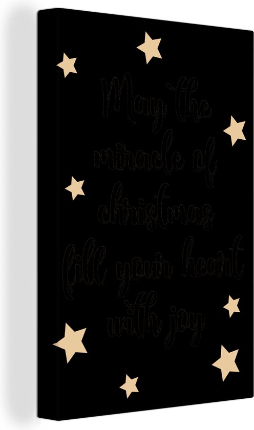 Canvas Schilderij Quotes - May the miracle of Christmas fill your heart with joy - Spreuken - Kerst - 20x30 cm - Wanddecoratie