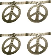 Sexties Hippie Flower Power Peace tekens feest thema slinger zilver 5 meter - Feestartikelen