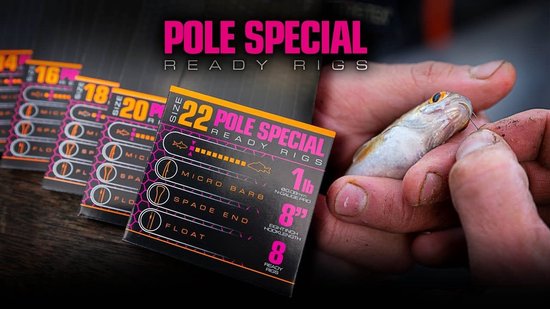 Guru Pole Special Rigs 8 - Lignes inférieures - 20cm - Hameçon 16 - 0.11mm - 8 Pièces - Zwart