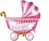 Ballon wieg - baby - meisje - 95 x 70 cm - roze - reuzeballon - XL ballon - babyshower