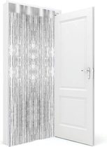 3x stuks folie deurgordijn zilver 200 x 100 cm - Feestartikelen/versiering - Tinsel deur gordijn