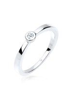Elli PREMIUM Dames Ring Dames Klassiek Solitair met Diamant (0.03 ct.) in 925 Sterling Zilver