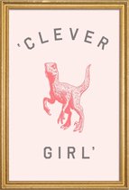 JUNIQE - Poster met houten lijst Clever Girl -30x45 /Roze