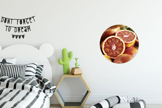Oranges sanguines entières et coupées Assiette en plastique cercle mural - ⌀ 30 cm - peinture ronde - impression photo sur cercle mural en plastique (forex) / cercle vivant / (décoration murale)