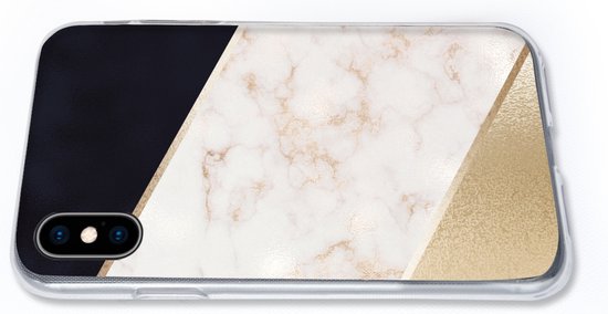 Coque iPhone Xs - Marbre - Or - Rose - Siliconen