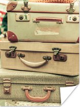 Oude bruine brocante koffer met metalen handvat - VERKOCHT | de