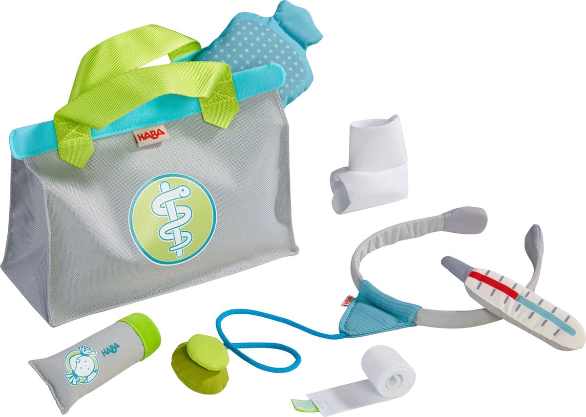 Haba Dokterset Junior 20 X 19 Cm Polyester Groen/blauw 7-delig