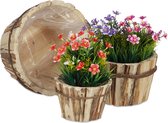Relaxdays Bloempot kastanjehout - set van 3 - plantenpot - verschillende grootte - natuur