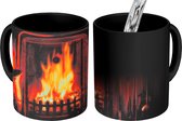 Magische Mok - Foto op Warmte Mok - Een open haard met warm vuur - 350 ML