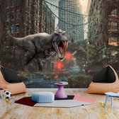Zelfklevend fotobehang - Dinosaurus in de stad , Premium Print