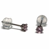 Aramat jewels ® - Zirkonia zweerknopjes rond 3mm oorbellen roze chirurgisch staal