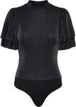 Only T-shirt Onlaway S/s Bodystocking Jrs 15235642 Black/ Silver Lurex Dames Maat - L