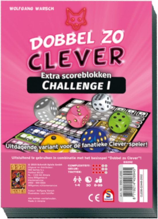 Dobbel zo Clever - Challenge Scoreblok