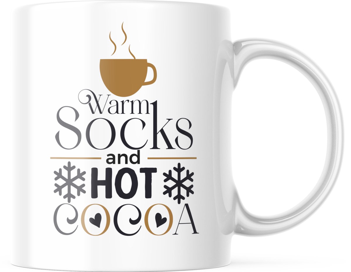 Kerst Mok met tekst: Warm Socks and Hot Cocoa | Kerst Decoratie | Kerst Versiering | Grappige Cadeaus | Koffiemok | Koffiebeker | Theemok | Theebeker