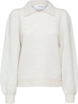 Selected Femme Louisa LS Knit Polo Snow White