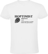 HOPTIMIST | Heren T-shirt | Wit | Bier | Gebrouwen | Kroeg | Ambacht | Optimist | Cadeau