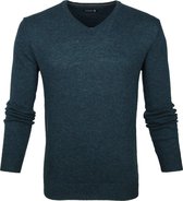 Suitable - Lamswol Pullover V-Hals Groen - Heren - M - Modern-fit - Mannen wintertrui van Wol