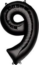 Folieballon - Cijfer 9 - Zwart XL