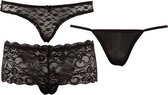 Slip Set 3 stuks - Zwart - Sexy Lingerie & Kleding - Lingerie Dames